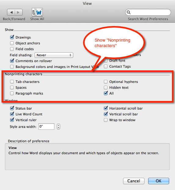 delete a section break in word 2011 for mac